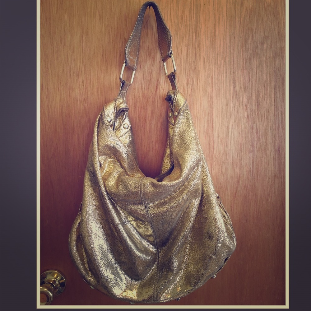 Rebecca Minkoff gold metallic leather Nikki